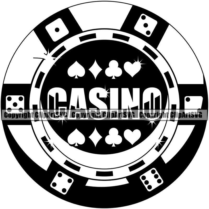 Casino Gamble Gambling Gambler Las Vegas Poker Game Chips Casino Black Color Logo Design Element Quote Text Win Bet Betting Design Logo Clipart SVG