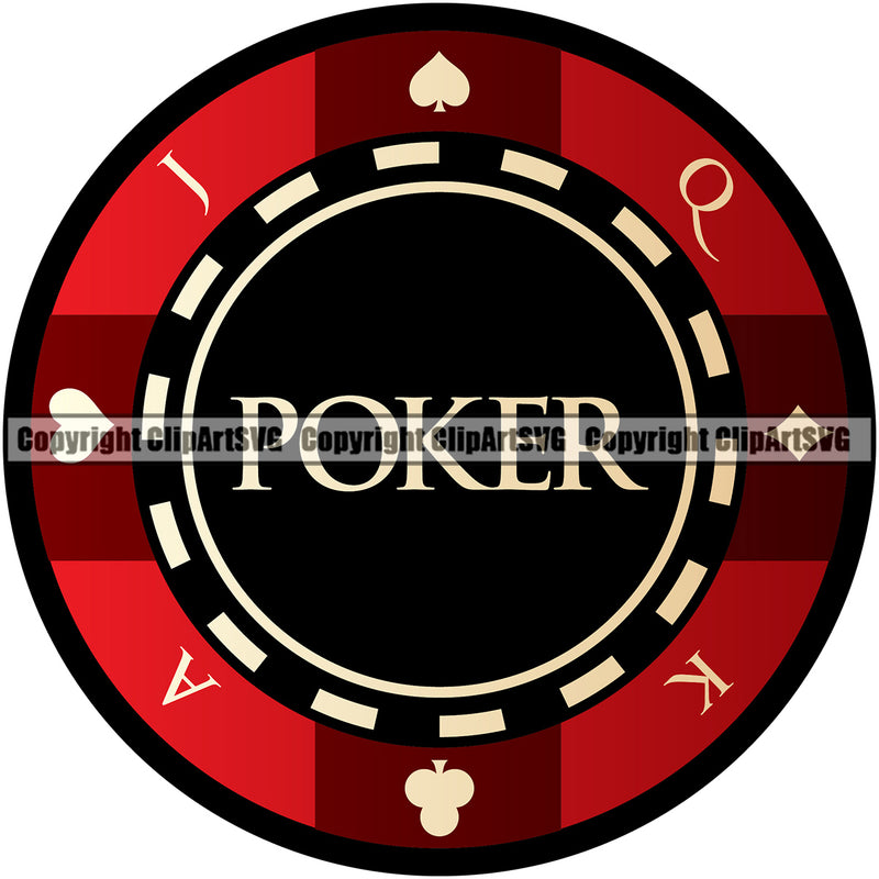 Casino Gamble Gambling Gambler Las Vegas Poker Red Color Circle Under Poker Quote Text Design Element Game Chips Win Money Bet Betting Design Logo Clipart SVG