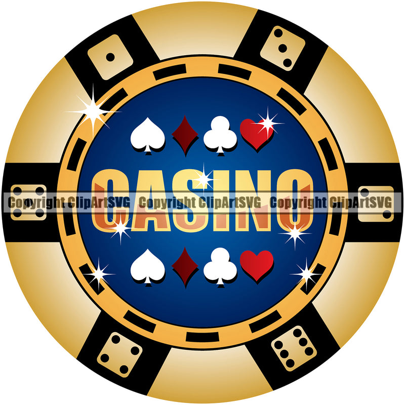 Casino Gamble Gambling Gambler Las Vegas Poker Game Chips Yellow Color Circle Logo Casino Quote Text Design Element Win Money Bet Betting Design Logo Clipart SVG