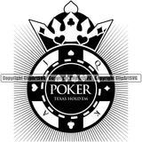 Casino Gamble Gambling Gambler Las Vegas Poker Poker Texas Holdem Quote Text Black Color Design Element Game Chips King Crown Casino Win Money Bet Betting Design Logo Clipart SVG