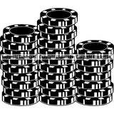 Black And White Color Lot Of Poker Chips Paler Vector Design Element BW Casino Texas Hold EM Game Gamble Gabler Gambling Winner Play Bet Win Las Vegas Jackpot Chip Art Design Logo  Clipart SVG