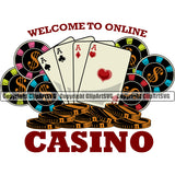 Casino Color Quote Game Poker Chips And Cards Color Design Element Casino Texas Hold EM Game Gamble Gabler Gambling Winner Play Bet White Background Win Las Vegas Jackpot Chip Art Design Logo  Clipart SVG