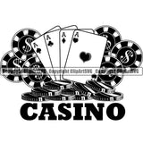 Black And White Casino Quote Game Poker Chips And Cards Design Element Casino Texas Hold EM Game Gamble Gabler Gambling Winner Play Bet White Background Win Las Vegas Jackpot Chip Art Design Logo  Clipart SVG