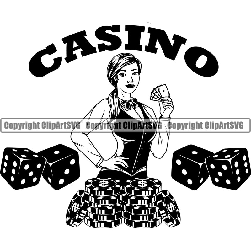 Black And White Game Poker Chips And Cards BW Design Element Casino Texas  Hold EM Game