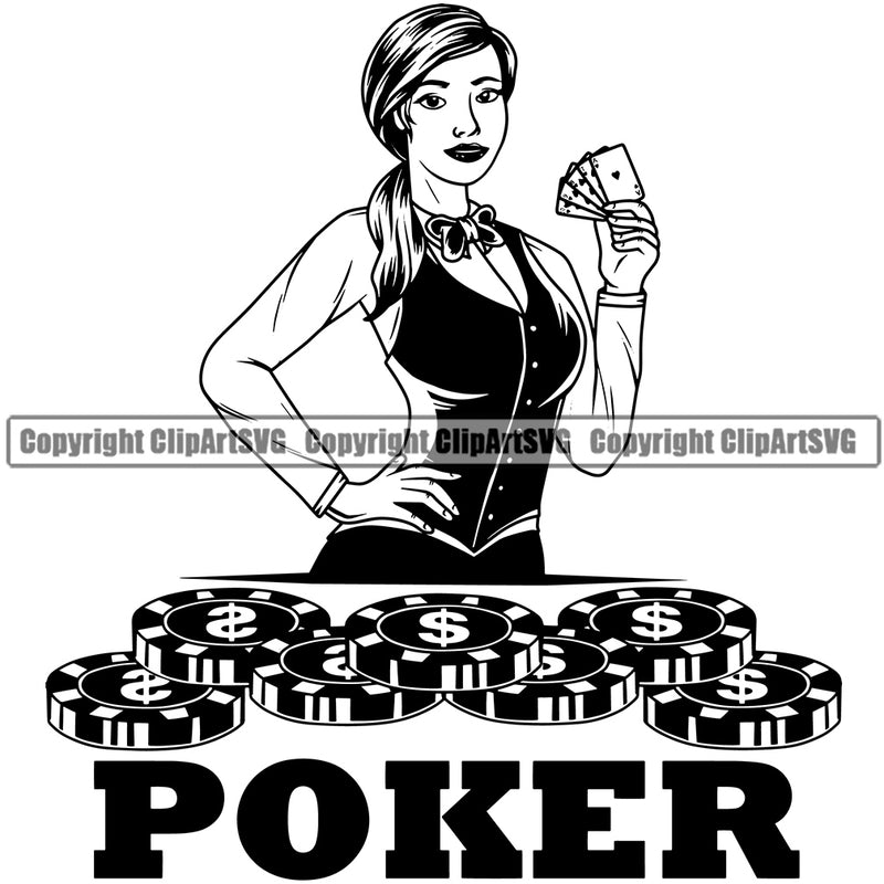 Casino Gamble Gambling Gambler Las Vegas Poker Game Chips Win Dealer Casino Dice Poker Quote Text Design Element Money Bet Betting Design Logo Clipart SVG