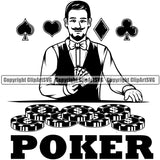 Casino Gamble Gambling Gambler Las Vegas Poker Game Dealer Casino Boy Man Poker Quote Text Design Element White Background Chips Win Money Bet Betting Design Logo Clipart SVG