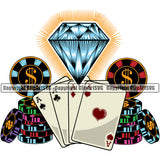 Casino Gamble Gambling Gambler Las Vegas Poker Game Chips Win Money Diamond Casino Color Design Element White Background Bet Betting Design Logo Clipart SVG