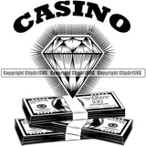 Casino Gamble Gambling Gambler Las Vegas Poker Chips Money Diamond Casino Quote Text Design Element White Background Game Chips Win Money Bet Betting Design Logo Clipart SVG