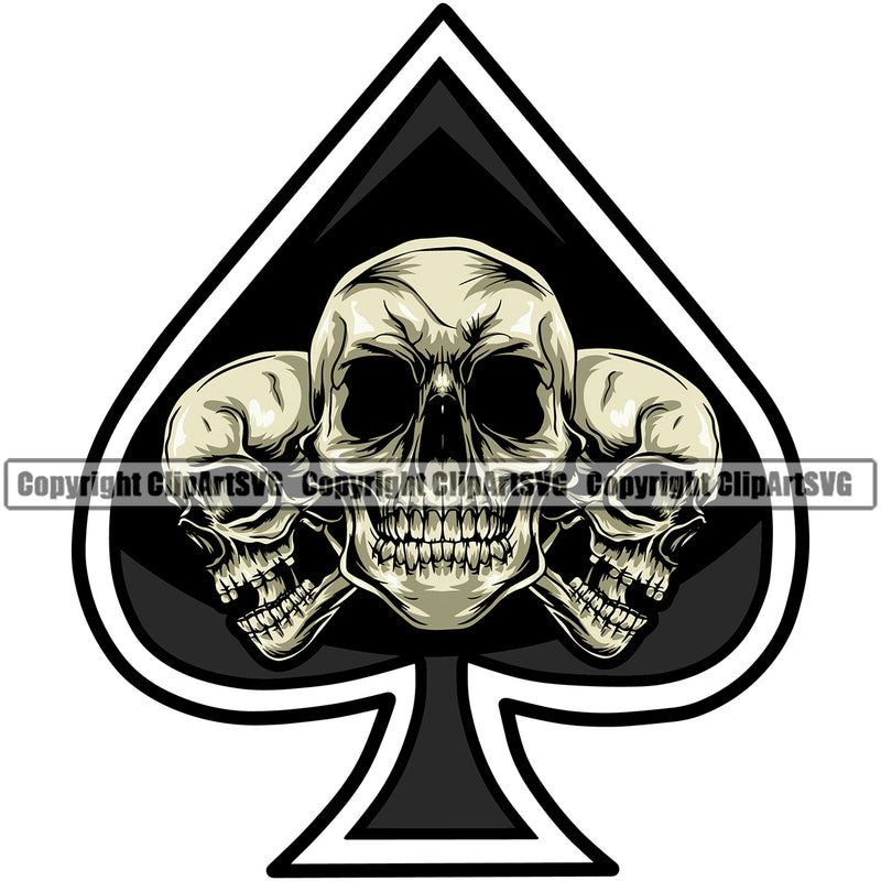 Game Poker Playing Card Ace Skull Skeleton Head On Spades Poker Cards Design Element White Background Casino Texas Hold EM Game Gamble Gabler Gambling Winner Play Bet Win Las Vegas Jackpot Chip Art Design Logo  Clipart SVG