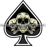 Game Poker Playing Card Ace Skull Skeleton Head On Spades Poker Cards Design Element White Background Casino Texas Hold EM Game Gamble Gabler Gambling Winner Play Bet Win Las Vegas Jackpot Chip Art Design Logo  Clipart SVG