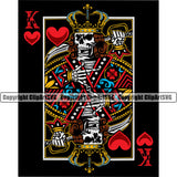 Black Background Skull Skeleton King On Poker Card Vector Black Design Element Casino Texas Hold EM Game Gamble Gabler Gambling Winner Play Bet Win Las Vegas Jackpot Chip Art Design Logo  Clipart SVG