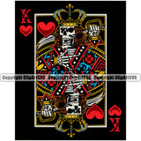 Game Poker Playing Card King Skull Heart Color Design Element Black Background Poker Casino Texas Hold EM Game Gamble Gabler Gambling Winner Play Bet Win Las Vegas Jackpot Chip Art Design Logo  Clipart SVG