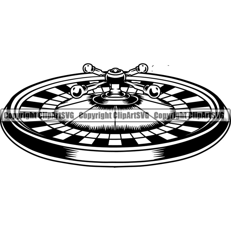 Casino Gamble Gambling Gambler Las Vegas Poker Game Roulette Wheel Casino Black Color Design Element White Background Chips Win Money Bet Betting Design Logo Clipart SVG