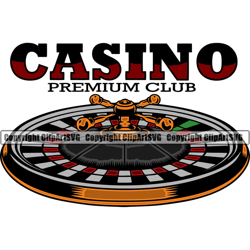 Casino Gamble Gambling Gambler Las Vegas Poker Casino Premium Club Quote Text Roulette Wheel Casino Design Element Game Chips Win Money Bet Betting Design Logo Clipart SVG