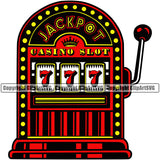Game Slot Machine Design Element White Background Casino Game Play Gambling Lucky Luck Jackpot Win Las Vegas Money Gamble Winner Win Bet Spin 777 Art Logo Clipart SVG