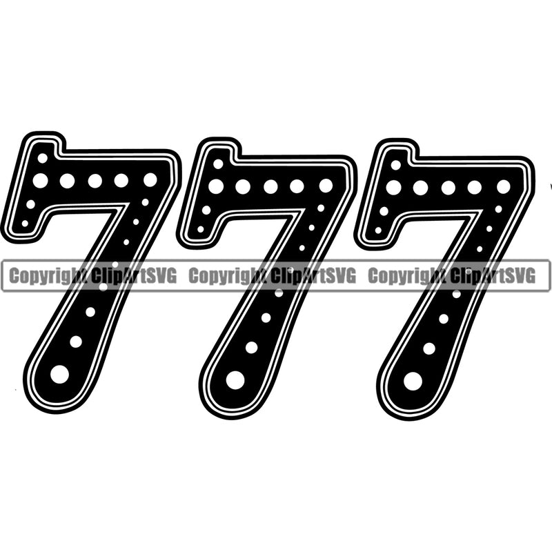 777 Quote White Background Slot Machine Casino Game Play Design Element Gambling Lucky Luck Jackpot Win Las Vegas Money Gamble Winner Win Bet Spin 777 Art Logo Clipart SVG