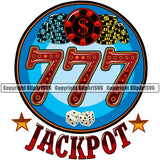 777 Jackpot Color Quote Slot Machine Casino Game Play Gambling Lucky Games Chips And Coin Circle Design Element Luck Jackpot Win Las Vegas Money Gamble Winner Win Bet Spin 777 Art Logo Clipart SVG