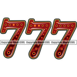 777 Red Color Quote Triple Seven Slot White Background Design Element Slot Machine Casino Game Play Gambling Lucky Luck Jackpot Win Las Vegas Money Gamble Winner Win Bet Spin 777 Art Logo Clipart SVG