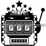 Casino Gamble Gambling Gambler Las Vegas Poker Game Slot Machine Casino Jackpot Quote Text Black Color Design Element Chips Win Money Bet Betting Design Logo Clipart SVG