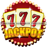 Casino Gamble Gambling Gambler Slot Machine Casino Color Design Element 777 Jackpot Color Quote Text Las Vegas Poker Game Chips Win Money Bet Betting Design Logo Clipart SVG