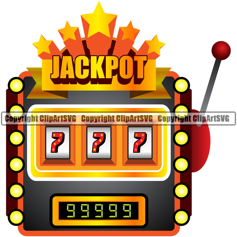 Casino Gamble Gambling Gambler Las Vegas Poker Game Slot Machine Casino Color Design Element Chips Win Money Bet Betting Design Logo Clipart SVG