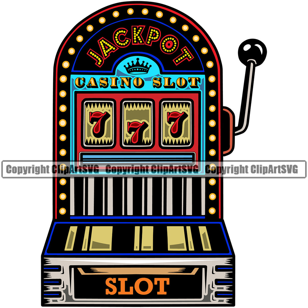 Slot Machine Poker Chips Vector Color Design Element Casino Game Play Gambling Lucky Luck Jackpot Win Las Vegas Money Gamble Winner Win Bet Spin 777 Art Logo Clipart SVG