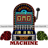 Slot Machine Poker Chips Color Design Element White Background Casino Game Play Gambling Lucky Luck Jackpot Win Las Vegas Money Gamble Winner Win Bet Spin 777 Art Logo Clipart SVG