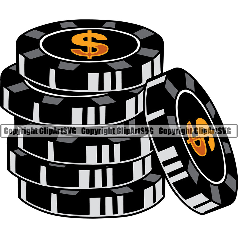 Games Poker Chip Black Color Design Element White Background Casino Texas Hold EM Game Gamble Gabler Gambling Winner Play Bet Win Las Vegas Jackpot Chip Art Design Logo  Clipart SVG