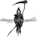 Anger Death Quote Skull Skeleton Holding Grim Reaper Color Design Element White Background Skeleton Death Horror Dead Evil Dark Spooky Fear Skull Scary Ghost Scythe Sickle Cemetery Gothic Hell Demon Creepy Clipart SVG