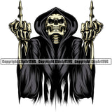 Skull Skeleton Show Middle Finger Hand Sign Yellow Color Design Element Grim Reaper Skeleton Death Horror Dead Evil Dark Spooky Fear Skull Scary Ghost Scythe Sickle Cemetery Gothic Hell Demon Creepy Clipart SVG