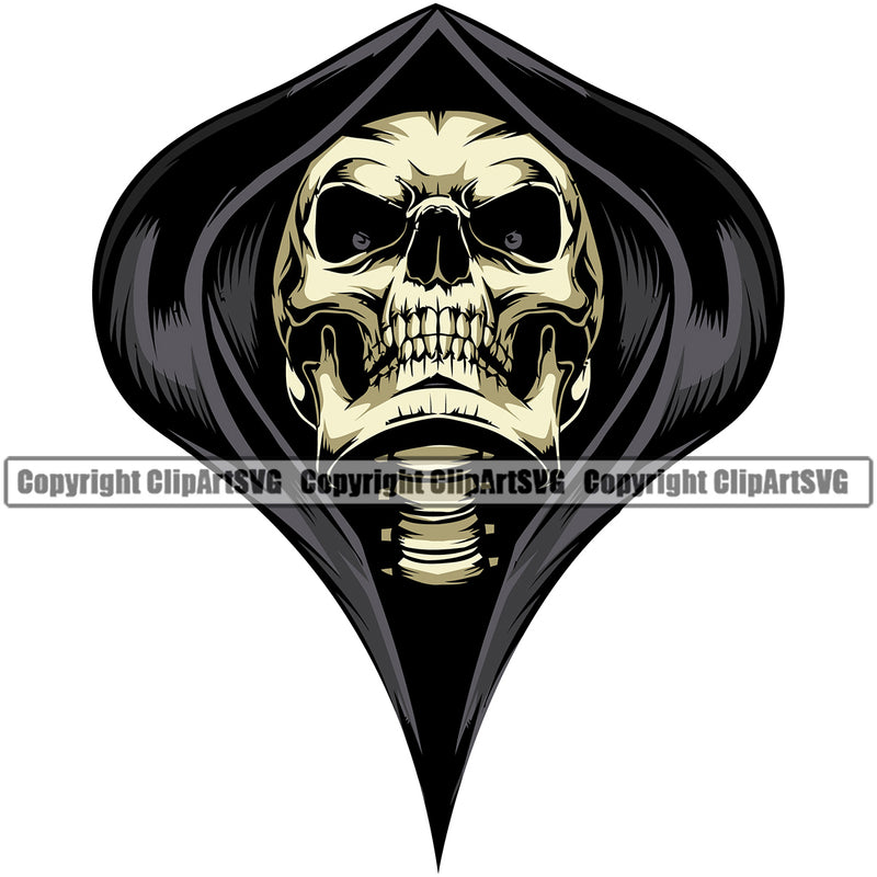 Skull Skeleton Head Design Element Yellow Color Grim Reaper Skeleton Death Horror Dead Evil Dark Spooky Fear Skull Scary Ghost Scythe Sickle Cemetery Gothic Hell Demon Creepy Clipart SVG