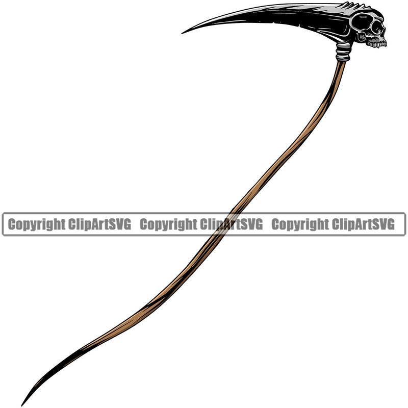 Single Grim Reaper Vector Design Element White Background Skeleton Death Horror Dead Evil Dark Spooky Fear Skull Scary Ghost Scythe Sickle Cemetery Gothic Hell Demon Creepy Clipart SVG