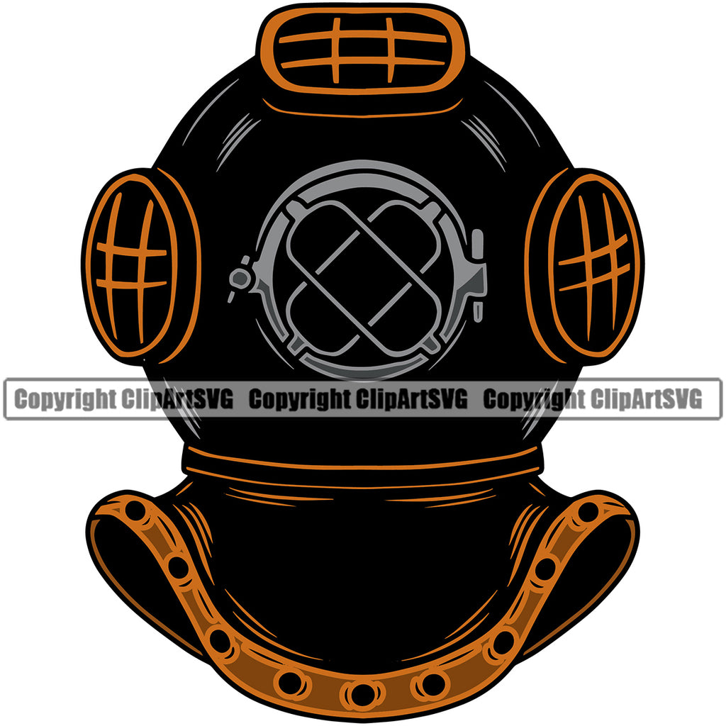 Hobby Diving Helmet Color Design Element White Background Water Ocean Sea Nature Marine Reef Swim Snderwater Scuba Sport Dive Diver Snorkel Boat Fishing Fish Art Logo Clipart SVG