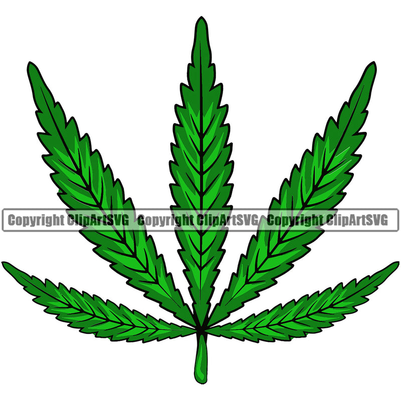 Marijuana Leaf Green Color White Background Design Element Legalize Pot Organic Leaf Medical Medicine Health Herb Plant Cannabis Hemp Drug Grass Weed THC Legal Art Logo Clipart SVG