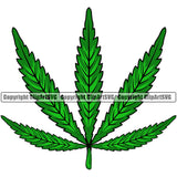 Marijuana Leaf Green Color White Background Design Element Legalize Pot Organic Leaf Medical Medicine Health Herb Plant Cannabis Hemp Drug Grass Weed THC Legal Art Logo Clipart SVG