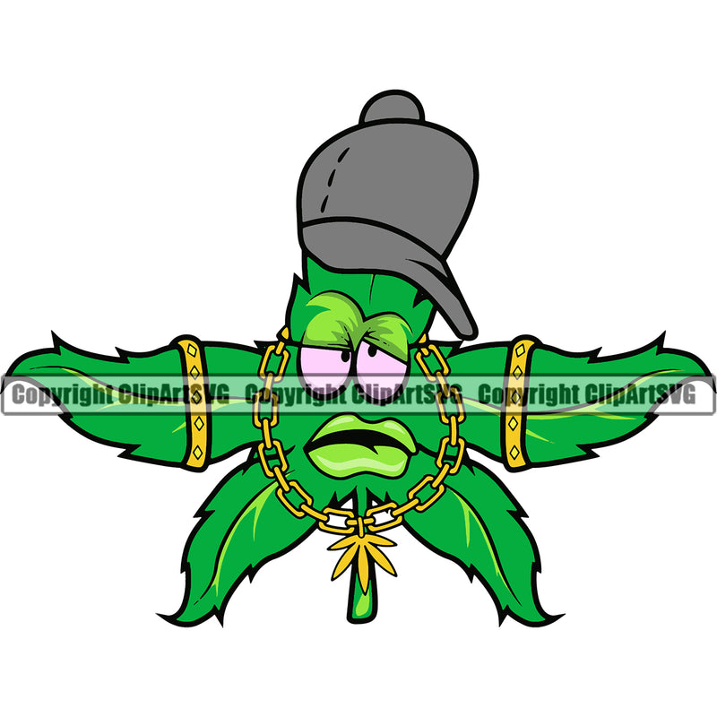 Marijuana Leaf Sunburst Vector Color Wearing Chain Design Element White Background Legalize Pot Organic Leaf Medical Medicine Health Herb Plant Cannabis Hemp Drug Grass Weed THC Legal Art Logo Clipart SVG