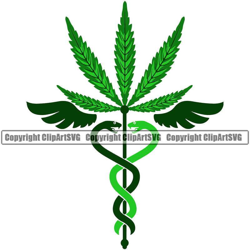 Marijuana Medicine Leaf Color Snake Logo Design Element White Background Legalize Pot Organic Leaf Medical Medicine Health Herb Plant Cannabis Hemp Drug Grass Weed THC Legal Art Logo Clipart SVG