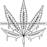 Black And White Color Dripping BW Leaf Marijuana Legalize Pot Organic Leaf Medical Medicine Health Herb Plant Cannabis Hemp Drug Grass Weed THC Legal Art Logo Clipart SVG