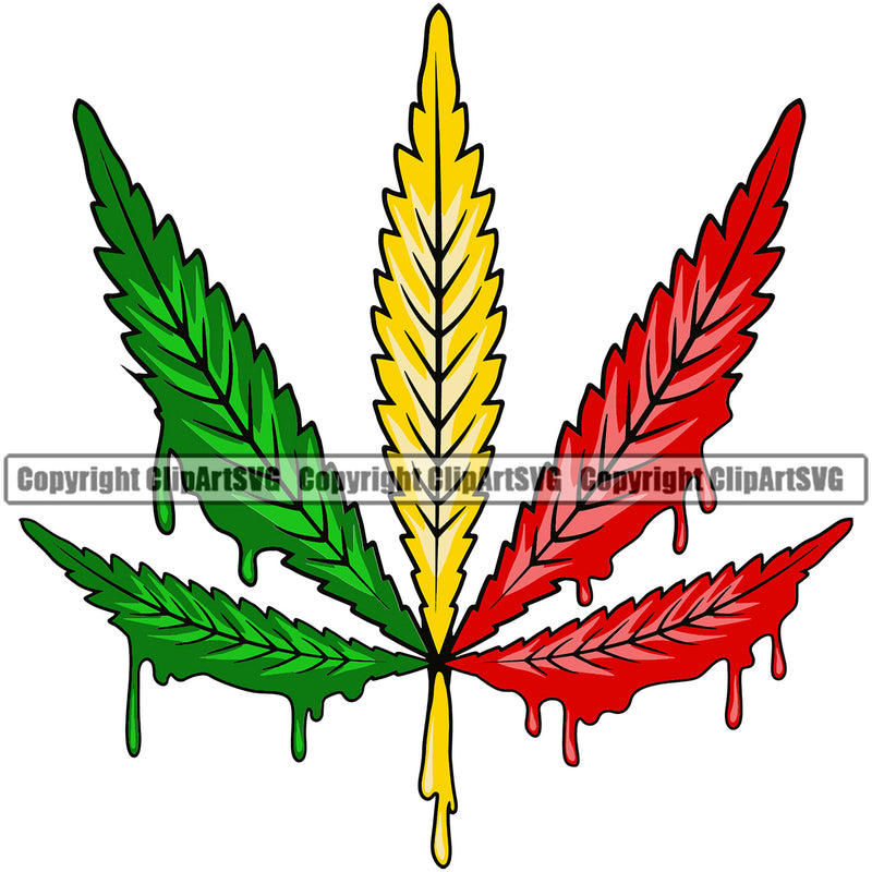 Leaf Color Dripping Marijuana Legalize Pot Organic Leaf White Background Medical Medicine Health Herb Plant Cannabis Hemp Drug Grass Weed THC Legal Art Logo Clipart SVG