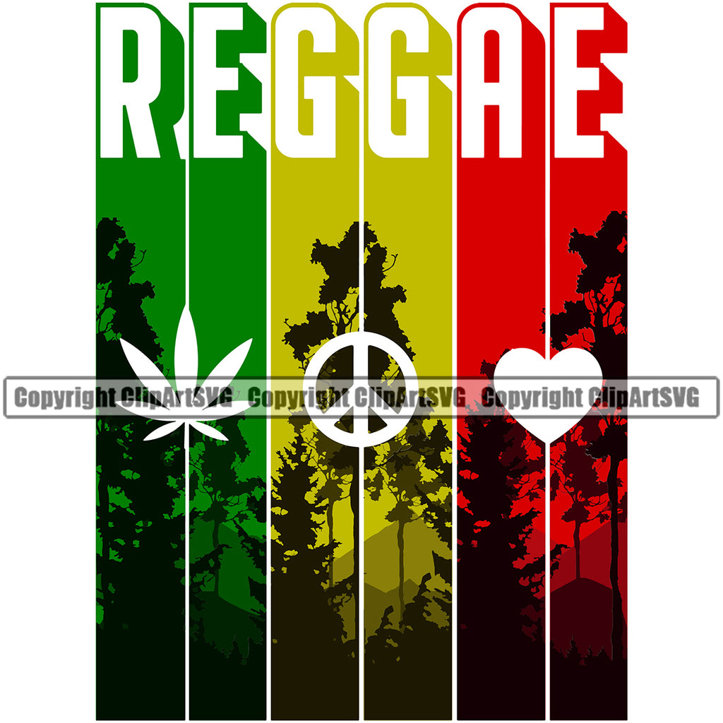 Reggae Color Quote Flag Design Element Marijuana Legalize Pot Organic Leaf Medical Medicine Health Herb Plant Cannabis Hemp Drug Grass Weed THC Legal Art Logo Clipart SVG