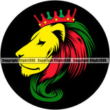 Lion Face Color Design Element Crown On Black Circle Design Element Head Vector Marijuana Legalize Pot Organic Leaf Medical Medicine Health Herb Plant Cannabis Hemp Drug Grass Weed THC Legal Art Logo Clipart SVG