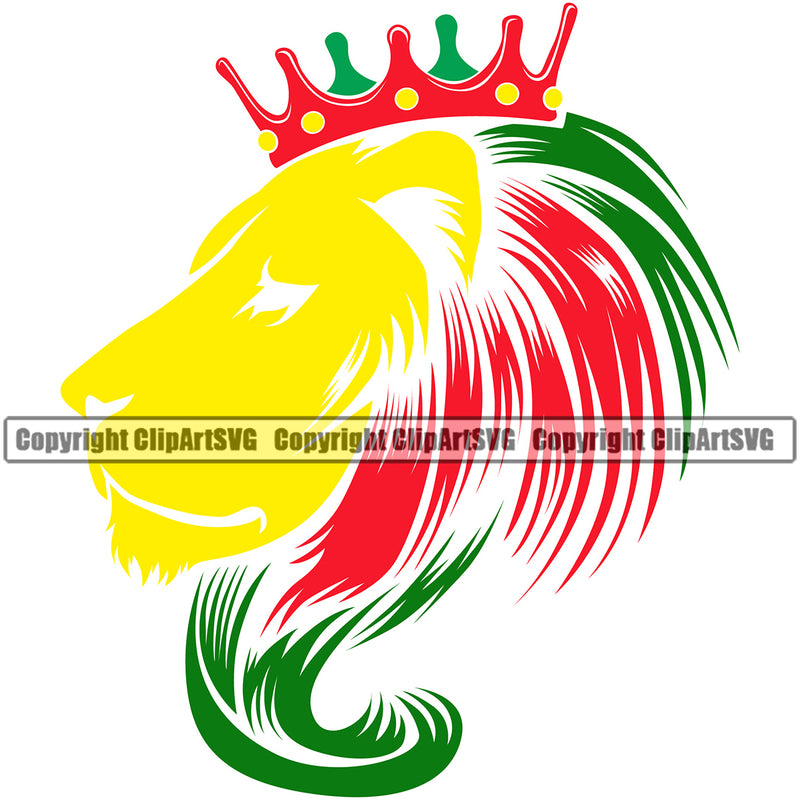 Lion Face Color Design Element Crown On Head Vector Marijuana Legalize Pot Organic Leaf Medical Medicine Health Herb Plant Cannabis Hemp Drug Grass Weed THC Legal Art Logo Clipart SVG