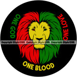 One God One Love One Blood Quote Marijuana Lion Circle Color Design Element Legalize Pot Organic Leaf Medical Medicine Health Herb Plant Cannabis Hemp Drug Grass Weed THC Legal Art Logo Clipart SVG