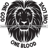 One God One Love One Blood Color Quote Marijuana Legalize Lion Black And White Design Element Pot Organic Leaf Medical Medicine Health Herb Plant Cannabis Hemp Drug Grass Weed THC Legal Art Logo Clipart SVG