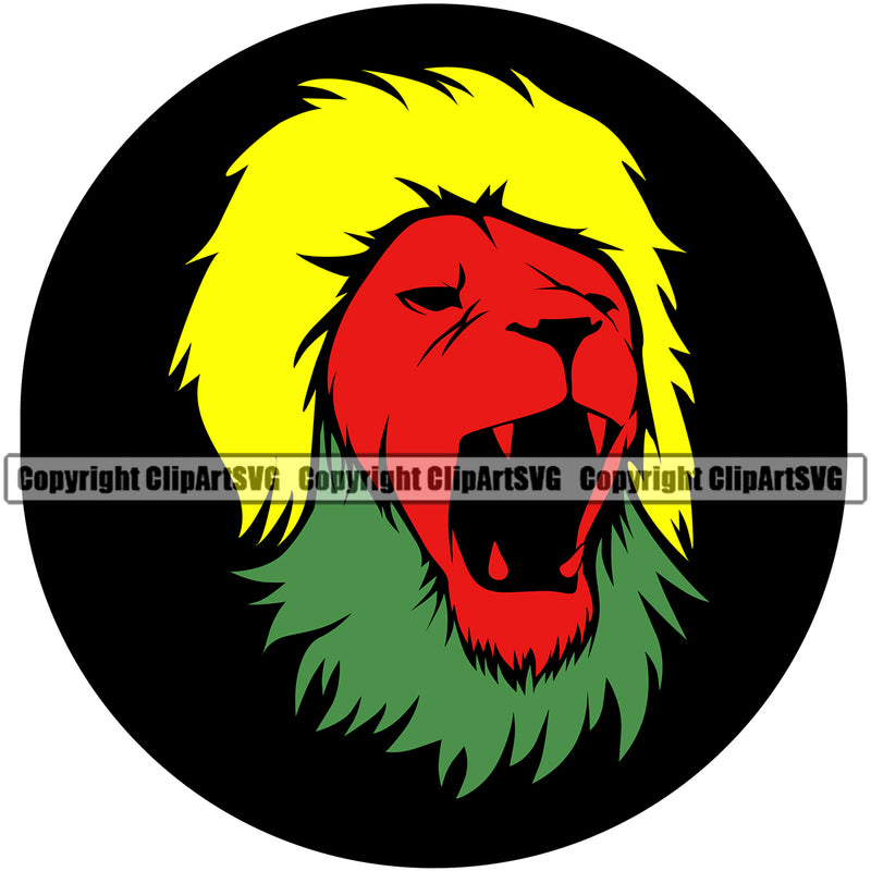 Angry Face Lion Black Color Circle Design Element Marijuana Legalize Pot Organic Leaf Medical Medicine Health Herb Plant Cannabis Hemp Drug Grass Weed THC Legal Art Logo Clipart SVG