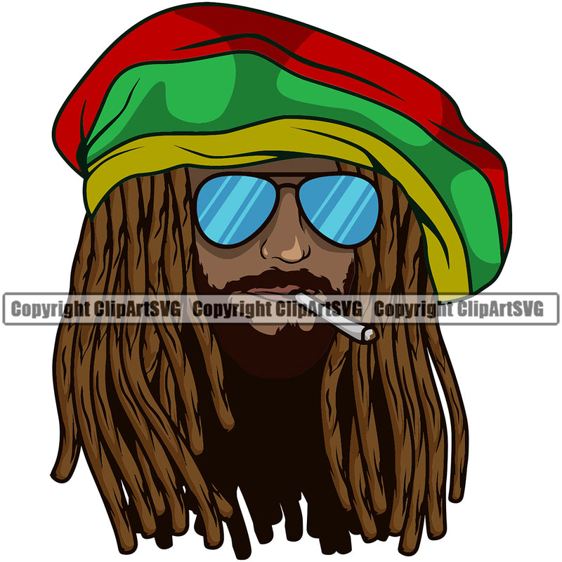 Reggae Man Bong Smoke Circle Wavy Color Design Element Smoke On Mouth Marijuana Legalize Pot Organic Leaf Medical Medicine Health Herb Plant Cannabis Hemp Drug Grass Weed THC Legal Art Logo Clipart SVG
