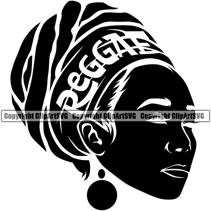 Reggae Black And White Silhouette BW Design Element White Background Woman Face Design Marijuana Legalize Pot Organic Leaf Medical Medicine Health Herb Plant Cannabis Hemp Drug Grass Weed THC Legal Art Logo Clipart SVG