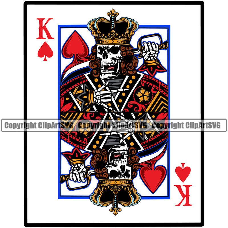 Skull Skeleton One Poker Color Cards White Background Design Element Casino Crown On Head Texas Hold EM Game Gamble Gabler Gambling Winner Play Bet Win Las Vegas Jackpot Chip Art Design Logo  Clipart SVG