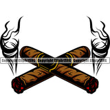 Smoking Cigar Crossed Color Design Element White Background Health Tobacco Quit Quitting Smoke Awareness Disease Addiction Smoker Addicted Addict Art Logo Clipart SVG