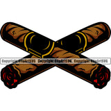 Smoking Cigar Crossed Color Design Element No Smoke White Background Health Tobacco Quit Quitting Smoke Awareness Disease Addiction Smoker Addicted Addict Art Logo Clipart SVG